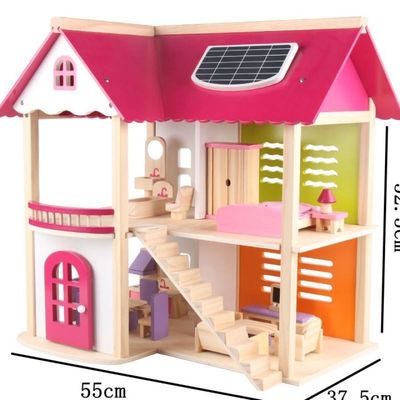 Мебель дома игрушки естественной мебели кукольного домика 37.5cm Diy деревянной деревянная