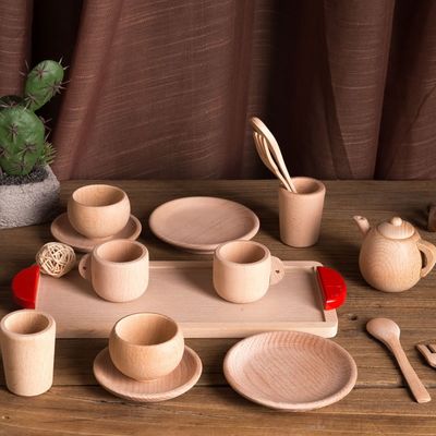 Tableware детей ISO9001 баков и лотков игры Teatime бака деревянный