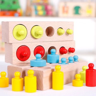 гнезда цилиндра 3cm Preschool цилиндровых блоков Montessori сензорного Knobbed