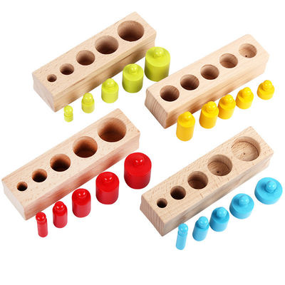 гнезда цилиндра 3cm Preschool цилиндровых блоков Montessori сензорного Knobbed