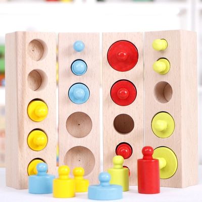 гнезда цилиндра 3cm Preschool цилиндровых блоков Montessori сензорного Knobbed