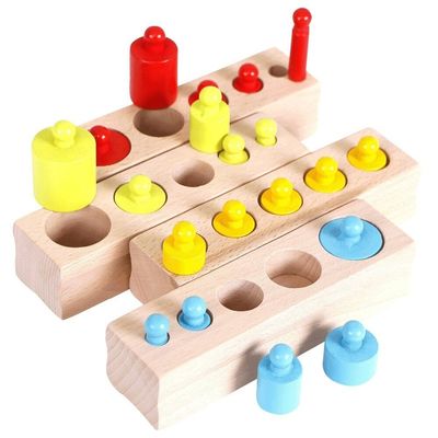 гнезда цилиндра 3cm Preschool цилиндровых блоков Montessori сензорного Knobbed