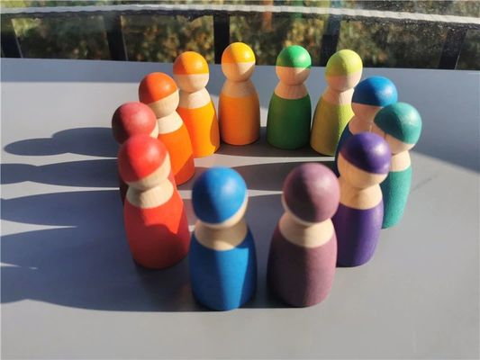 Штабелеукладчика радуги Pegdoll вида игра ручки памяти деревянного деревянная