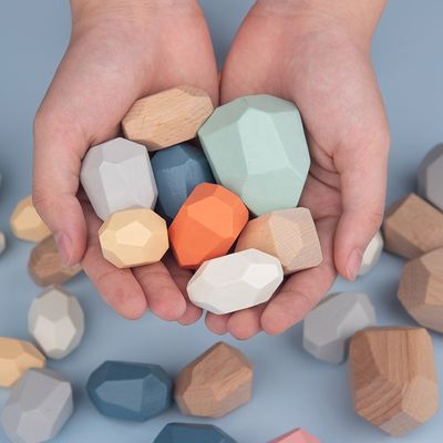 Камни балансируют блоки номера деревянные установили для малышей 36pcs