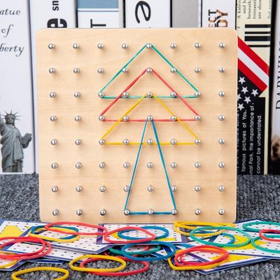 Блоков математики игрушки математики ногтя связи детей 15cm доска Montessori деревянных деревянных графическая