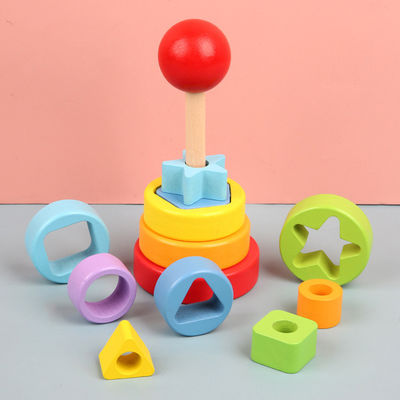древесина бука Teether игрушек младенца 5.51in деревянная Montessori