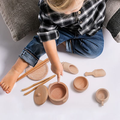 Кухня Tableware 8.9cm деревянная миниатюрная установила деревянную варя установленную игрушку