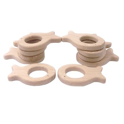 Игрушки прорезывания зубов бука ожерелье Teethers древесины Handmade 55mm деревянной естественное