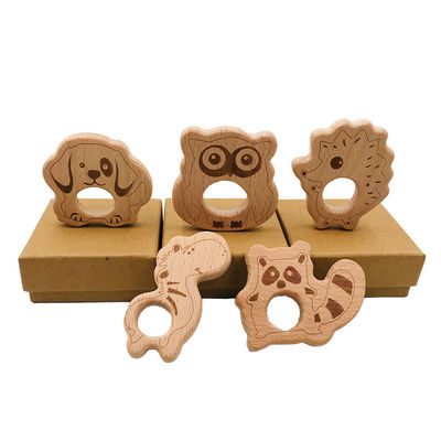 Игрушка ISO9001 деревянное животное Teether прорезывания зубов ожерелья привесная деревянная