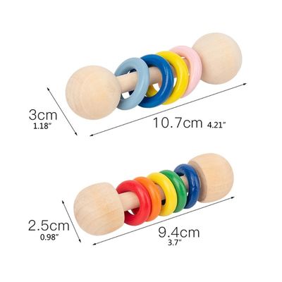 Кольца трещотки грызуна 10.7cm спортзала сейф Montessori деревянный Teethers деревянного