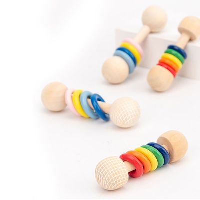 Кольца трещотки грызуна 10.7cm спортзала сейф Montessori деревянный Teethers деревянного