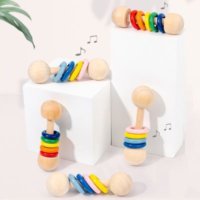 Кольца трещотки грызуна 10.7cm спортзала сейф Montessori деревянный Teethers деревянного