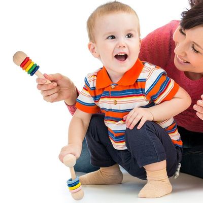 Кольца трещотки грызуна 10.7cm спортзала сейф Montessori деревянный Teethers деревянного