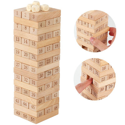 Блоки Jenga домино строительных блоков журнала цифров 51PCS
