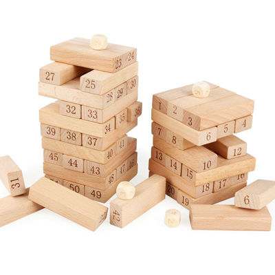 Блоки Jenga домино строительных блоков журнала цифров 51PCS