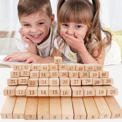 Блоки Jenga домино строительных блоков журнала цифров 51PCS
