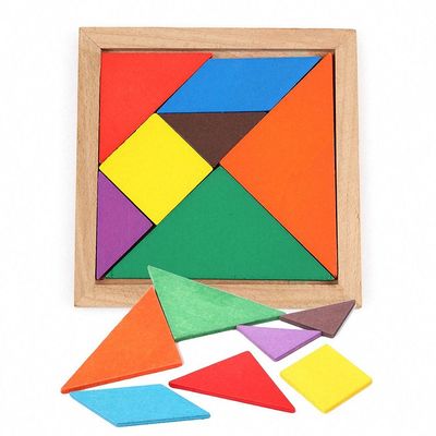 Младенец квадрата 11cm деревянный Montessori забавляется мозаика 7 частей
