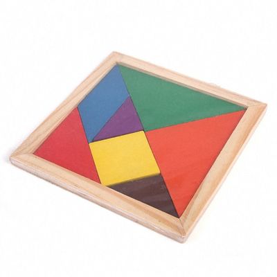 Младенец квадрата 11cm деревянный Montessori забавляется мозаика 7 частей