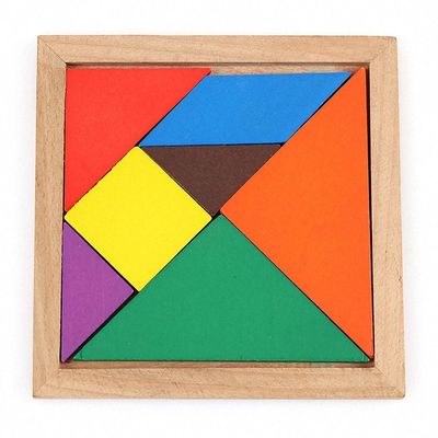 Младенец квадрата 11cm деревянный Montessori забавляется мозаика 7 частей