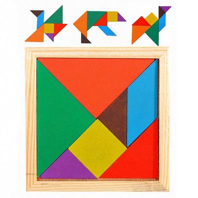 Младенец квадрата 11cm деревянный Montessori забавляется мозаика 7 частей