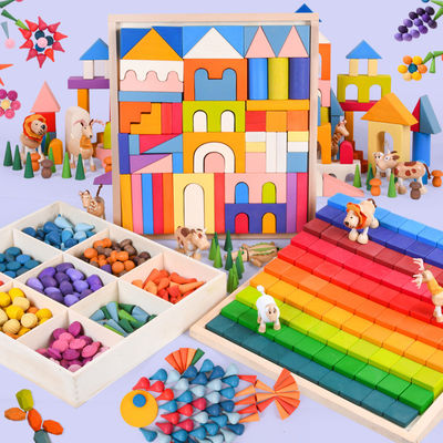 Строительные блоки Montessori 2.5cm естественные деревянные для малышей