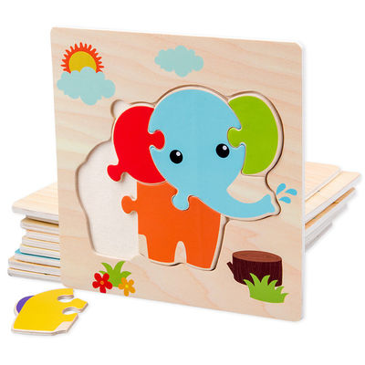Игры Montessori младенец забавляется животные торгуют детьми 3D озадачивает деревянный соответствовать игрушки головоломки познавательности мультфильма