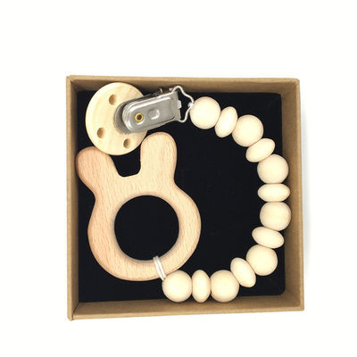 Игрушки прорезывания зубов младенца Teether животного органического деревянного силикона 5pcs деревянные