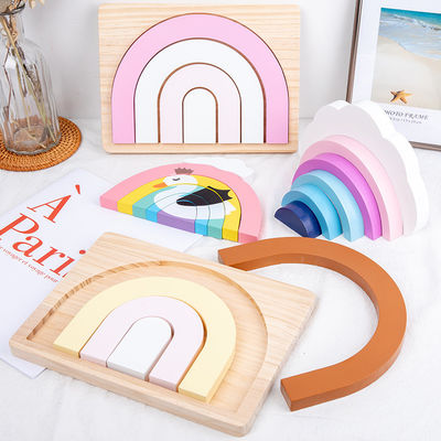 Игрушки Montessori не токсического штабелеукладчика радуги 22cm деревянные творческие деревянные