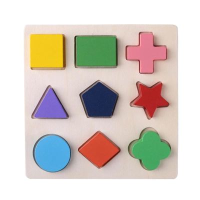 Сортирующ деревянного младенца Montessori забавляется геометрический деревянный Preschool блоков 15cm