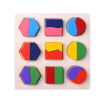 Сортирующ деревянного младенца Montessori забавляется геометрический деревянный Preschool блоков 15cm