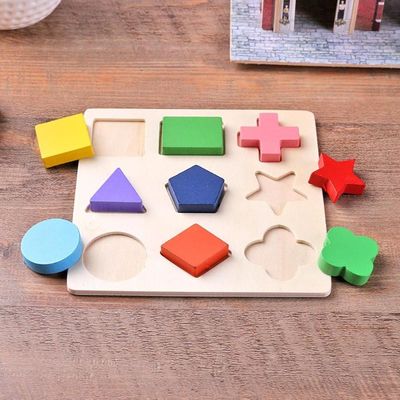 Сортирующ деревянного младенца Montessori забавляется геометрический деревянный Preschool блоков 15cm