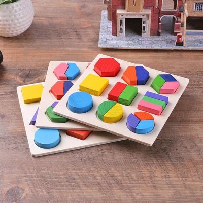 Сортирующ деревянного младенца Montessori забавляется геометрический деревянный Preschool блоков 15cm