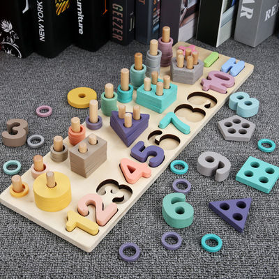 Геометрическая 14cm деревянная математика Montessori игрушки математики преграждает Preschool преподавательство