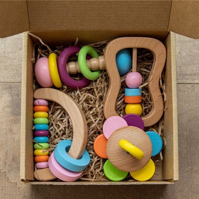 Игрушки прорезывания зубов Soother 11.6cm трещотки качество еды Teether трещотки деревянной деревянное