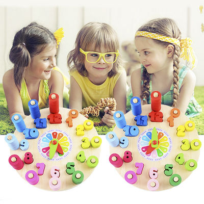 Головоломка часов геометрии деревянная нумерует Montessori считая игрушку