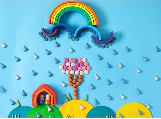 игрушки Montessori штабелеукладчика радуги 6pcs воспитательные деревянные