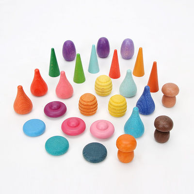 игрушки Montessori штабелеукладчика радуги 6pcs воспитательные деревянные