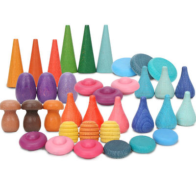 игрушки Montessori штабелеукладчика радуги 6pcs воспитательные деревянные