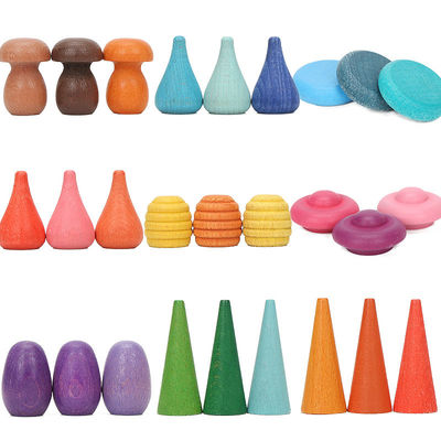 игрушки Montessori штабелеукладчика радуги 6pcs воспитательные деревянные