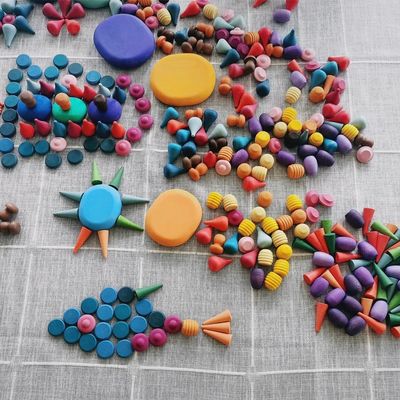 игрушки Montessori штабелеукладчика радуги 6pcs воспитательные деревянные