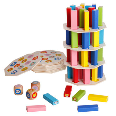 нетоксические деревянные штабелированные высокие настольные игры 54pcs
