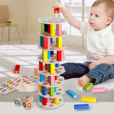нетоксические деревянные штабелированные высокие настольные игры 54pcs