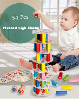 нетоксические деревянные штабелированные высокие настольные игры 54pcs