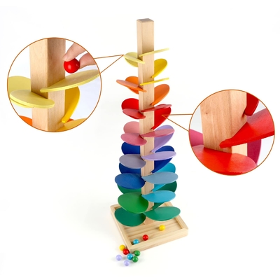 Игрушка Montessori воспитательная преграждает деревянное дерево музыки с мраморной древесиной разума детей детей младенца игры следа бега шарика