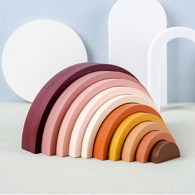 Сейфа нетоксическая DIY игрушки младенца строительного блока радуги Montessori игрушка игры баланса деревянного творческая штабелируя воспитательная