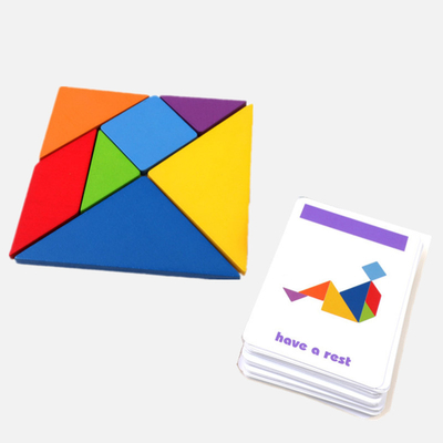 игрушка Tangram деревянной мозаики картины 3D животной красочная ягнится образование Montessori предыдущее сортируя детей игрушек игр