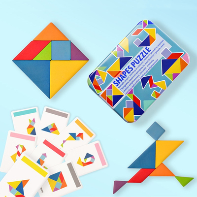 игрушка Tangram деревянной мозаики картины 3D животной красочная ягнится образование Montessori предыдущее сортируя детей игрушек игр