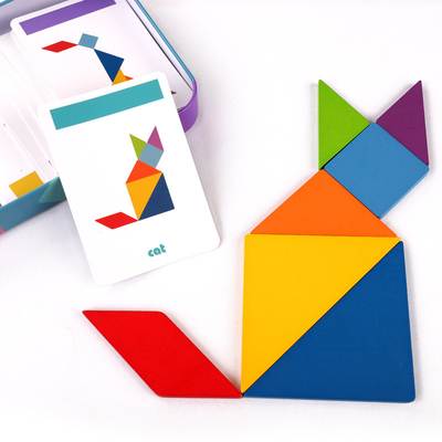 игрушка Tangram деревянной мозаики картины 3D животной красочная ягнится образование Montessori предыдущее сортируя детей игрушек игр