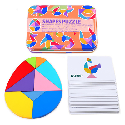 игрушка Tangram деревянной мозаики картины 3D животной красочная ягнится образование Montessori предыдущее сортируя детей игрушек игр