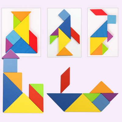 игрушка Tangram деревянной мозаики картины 3D животной красочная ягнится образование Montessori предыдущее сортируя детей игрушек игр